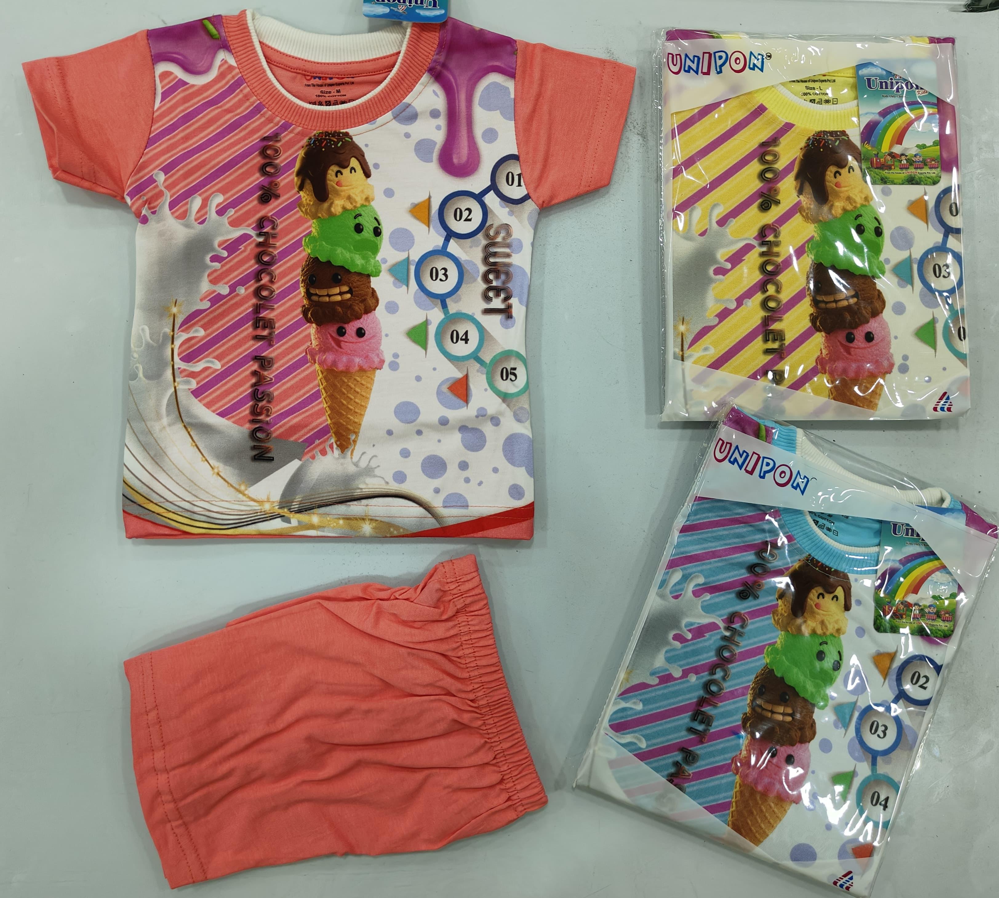 Rainbow Dreams Ice Cream Print Kids Clothing Set Pack of 3 Vibrant Colors set of 3 color